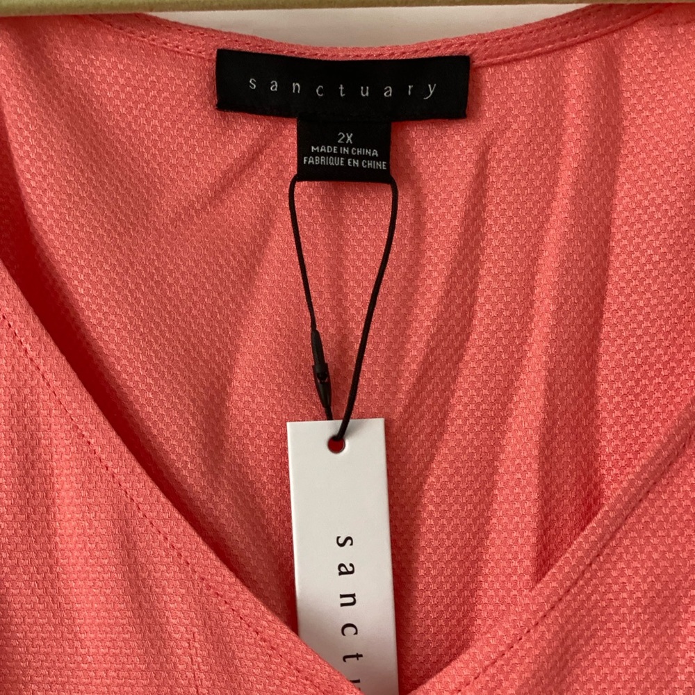Sanctuary Mila Coral Button Front 3/4 Sleeve Textured Top Size 2X NWT - Picture 7 of 11